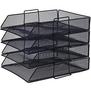 Multifunctional Office Desk Organiser Pen Holder Metal Mesh Custom Metal Mesh Stackable Paper Tray Desk Organizer