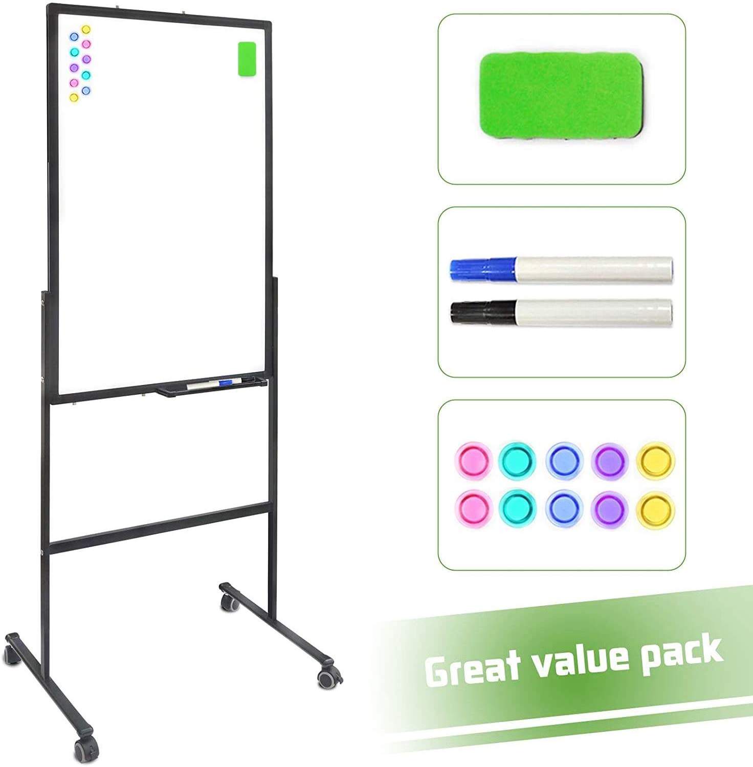 Customized Mobile Double Sided Standing Mobile Magnetic Whiteboard Easel School Dry Wiping Magnetic Whiteboard