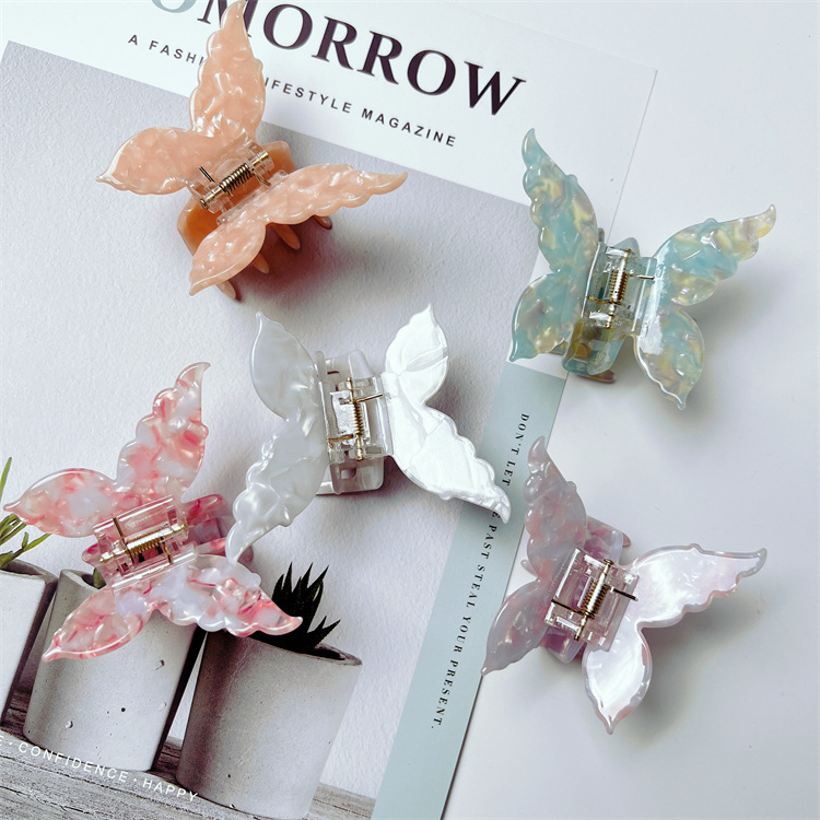 Fashion Trending Fashion Designer 6CM Butterfly Shape Acetate Hair Claw Clips Non Slip Small Hair Accessories Women Girls