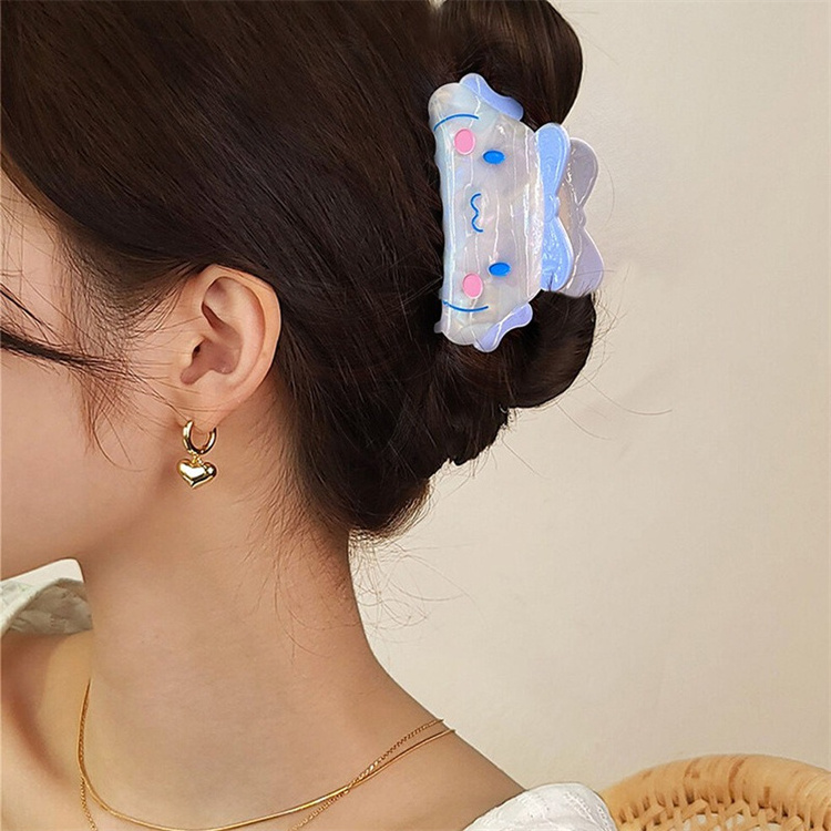 Fashion large jumbo hair claw clamp accessories korean square hollow cat shape splicing acetate big hair claw clips for women