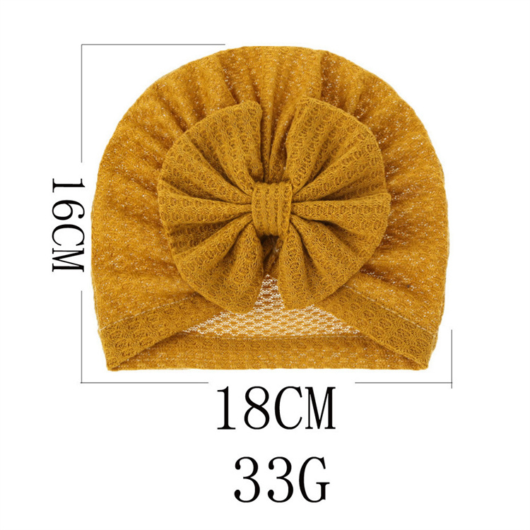 Solid Color Waffle Hat With Big Bowknot Turban Knot Head Wraps Bonnet Beanie Kids Accessories for Newborn Baby Girls Turban