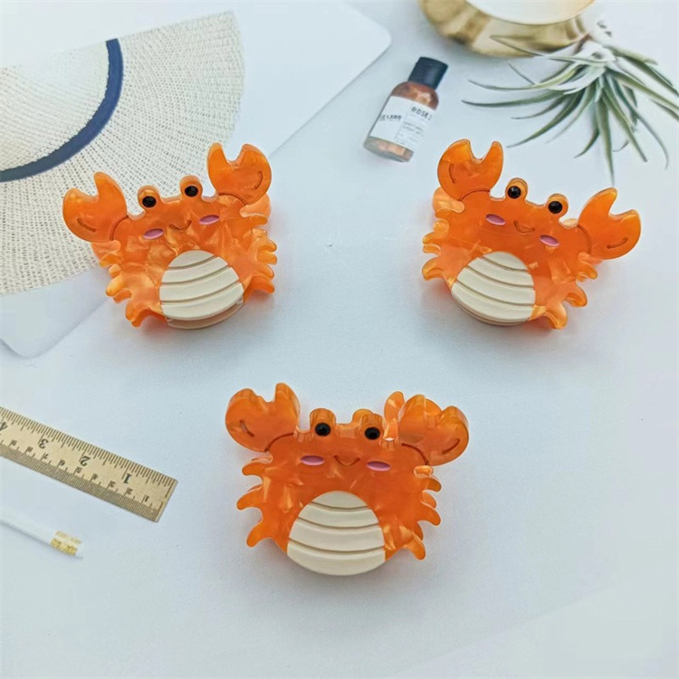 Niche Design Creative Ocean Blue Whale Rhinestone Starfish Octopus Dolphin Lobster Fish Mini Acetate Hair Claw Clip