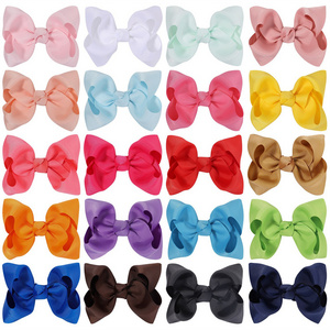 4.13 Inch Kids Colorful Big Hair Bow Solid With Clip Boutique Solid Grosgrain Hairpins Hair Accessories Hairclips