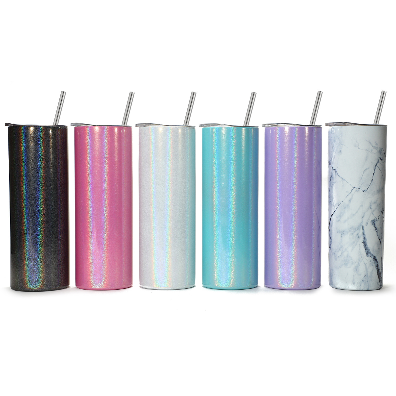 2021 ready to ship glitter sublimation blanks 20oz 600ml double wall straight stainless steel skinny tumbler with lid and straw