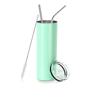 Hot sale coffee cup 20oz stainless steel skinny tumblers with slide lid and straw