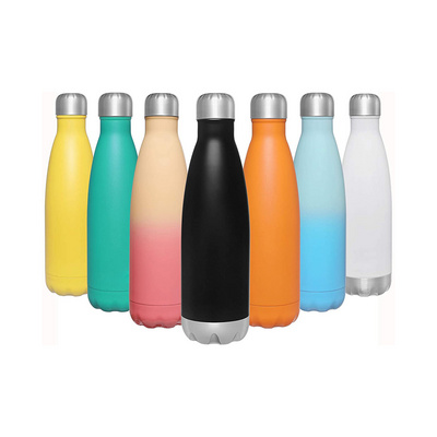 Sport Bottle with New Wide Handle Straw Lid Wide Mouth Vacuum Insulated 18/8 Stainless Steel sports water bottle 32oz Gradient