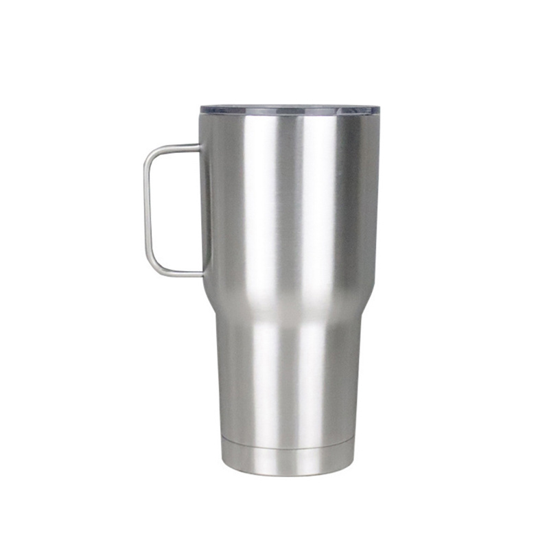 Custom Logo 12 oz 14 oz Powder Coated Insulated Stainless Steel Coffee Mugs Handle Double Wall Vacuum Tumbler Cup With Lid