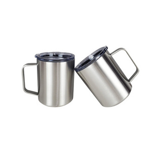 Custom Logo 12 oz 14 oz Powder Coated Insulated Stainless Steel Coffee Mugs Handle Double Wall Vacuum Tumbler Cup With Lid