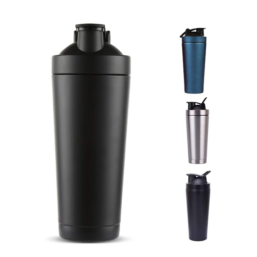 750ml stainless steel customized wholesale gym fitness sports protein metal shaker bottle with blender mixer ball