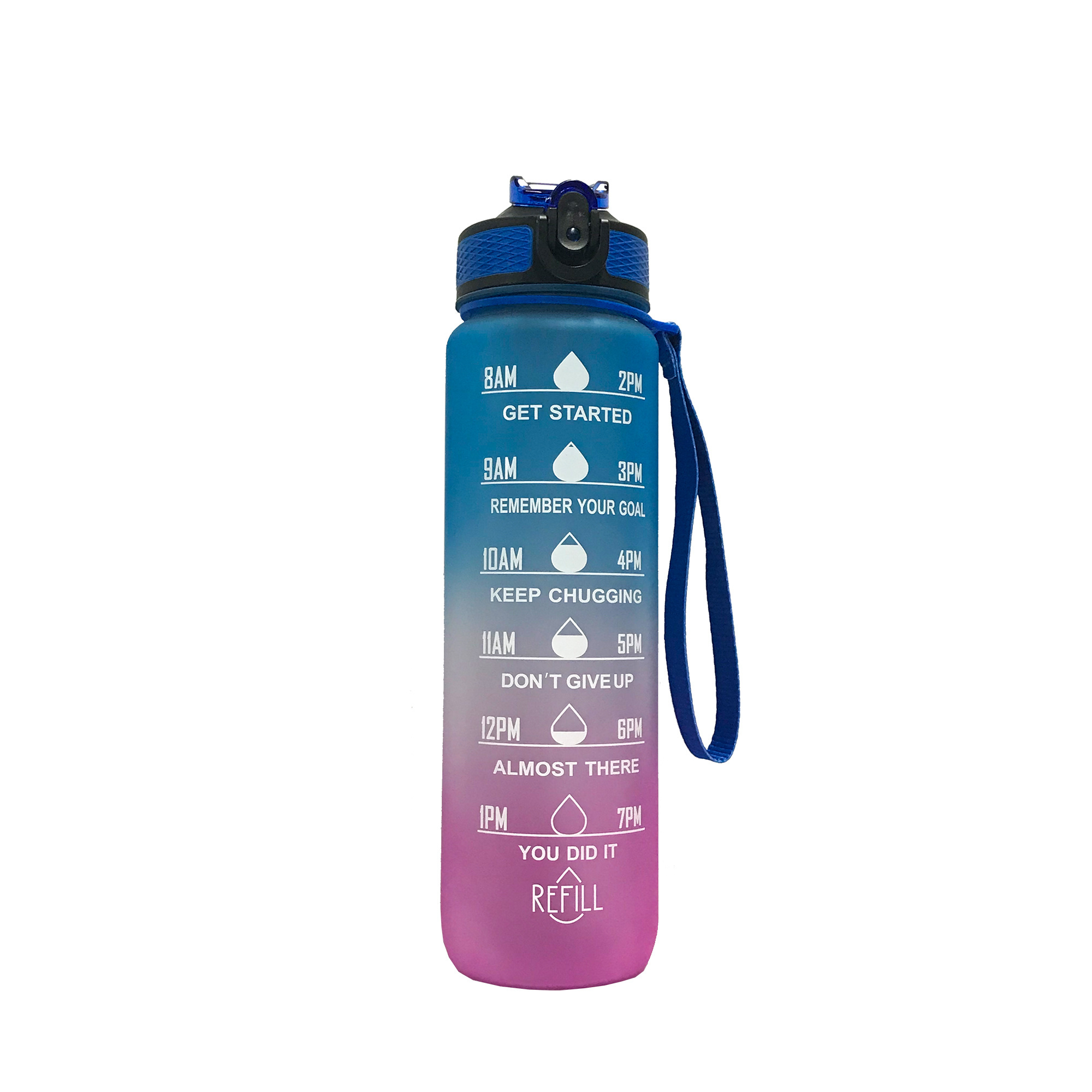 2021 ready to ship 32OZ BPA Free Gym Plastic Sports Matte Straw Motivational Water Bottle with Time Maker