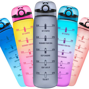 Fitness time maker tritan sk pc bpa free plastic protein custom logo 32oz 1000ml 1 litter motivational water bottle for sport