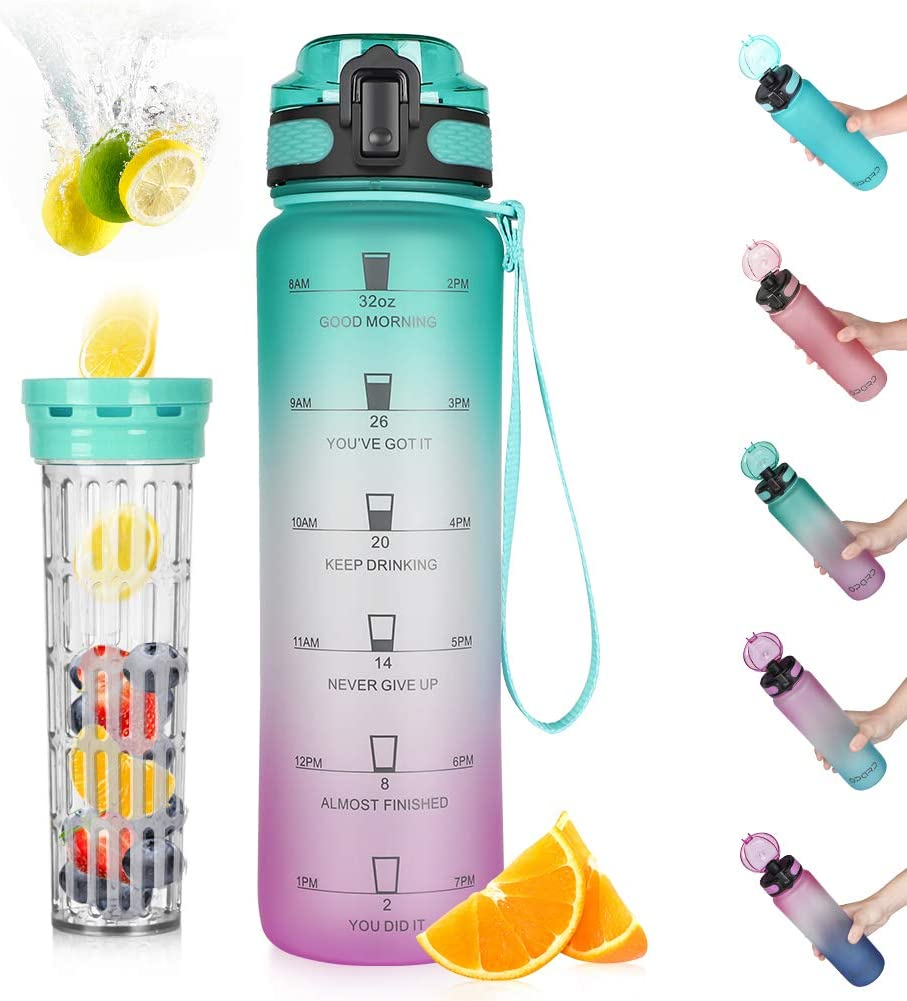 New fashion BPA-free outdoor tritan motivational fitness sports drinking bottle water bottle with fruit infuser