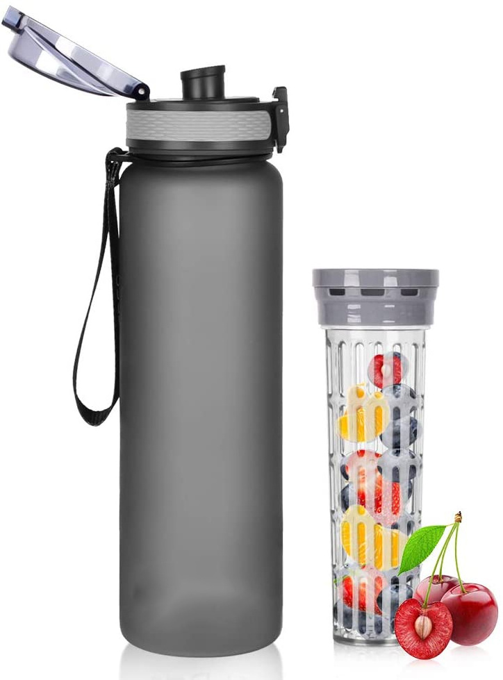 New fashion BPA-free outdoor tritan motivational fitness sports drinking bottle water bottle with fruit infuser