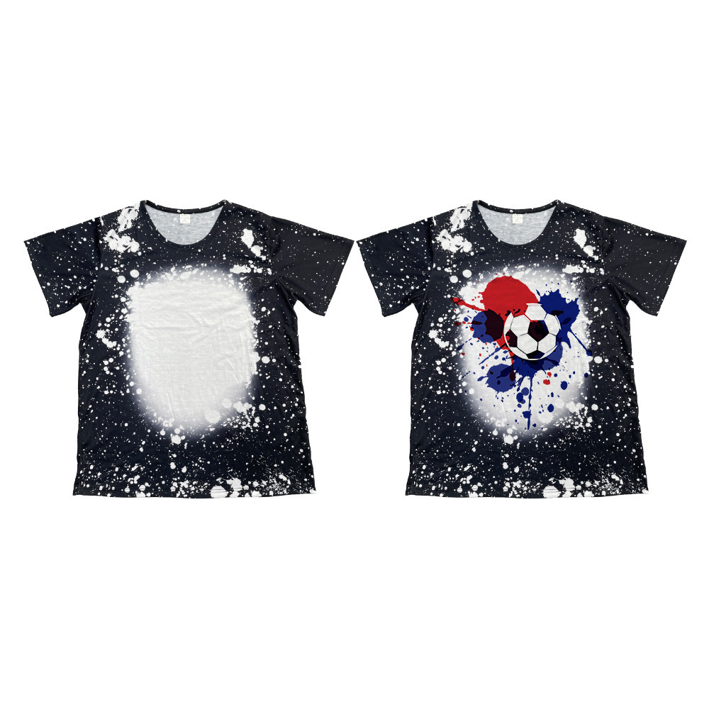 hot sale unisex adults kids plain bleached t shirts 100% polyester bleach sublimation t shirt for sublimation printing