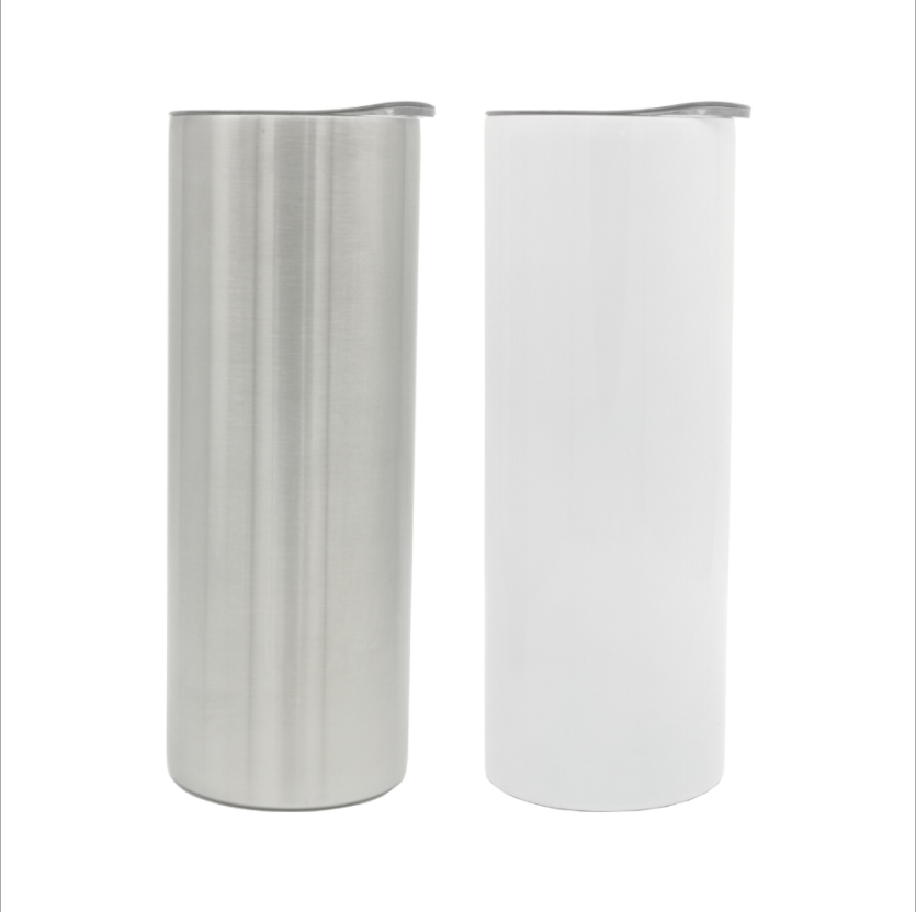 US warehouse double-insulated 15oz 20 Oz 30 oz stainless steel white sublimation blanks straight skinny tumbler for hot printing