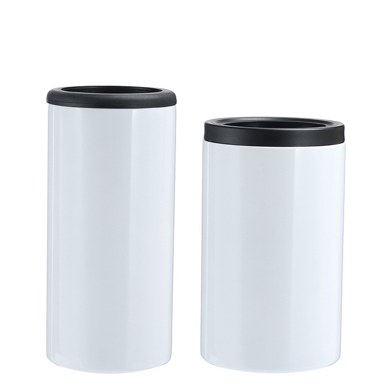 Two lids 12oz slim fatty drinking tumbler double walled Stainless steel Vacuum Insulated cola Can Sublimation Blank Cooler