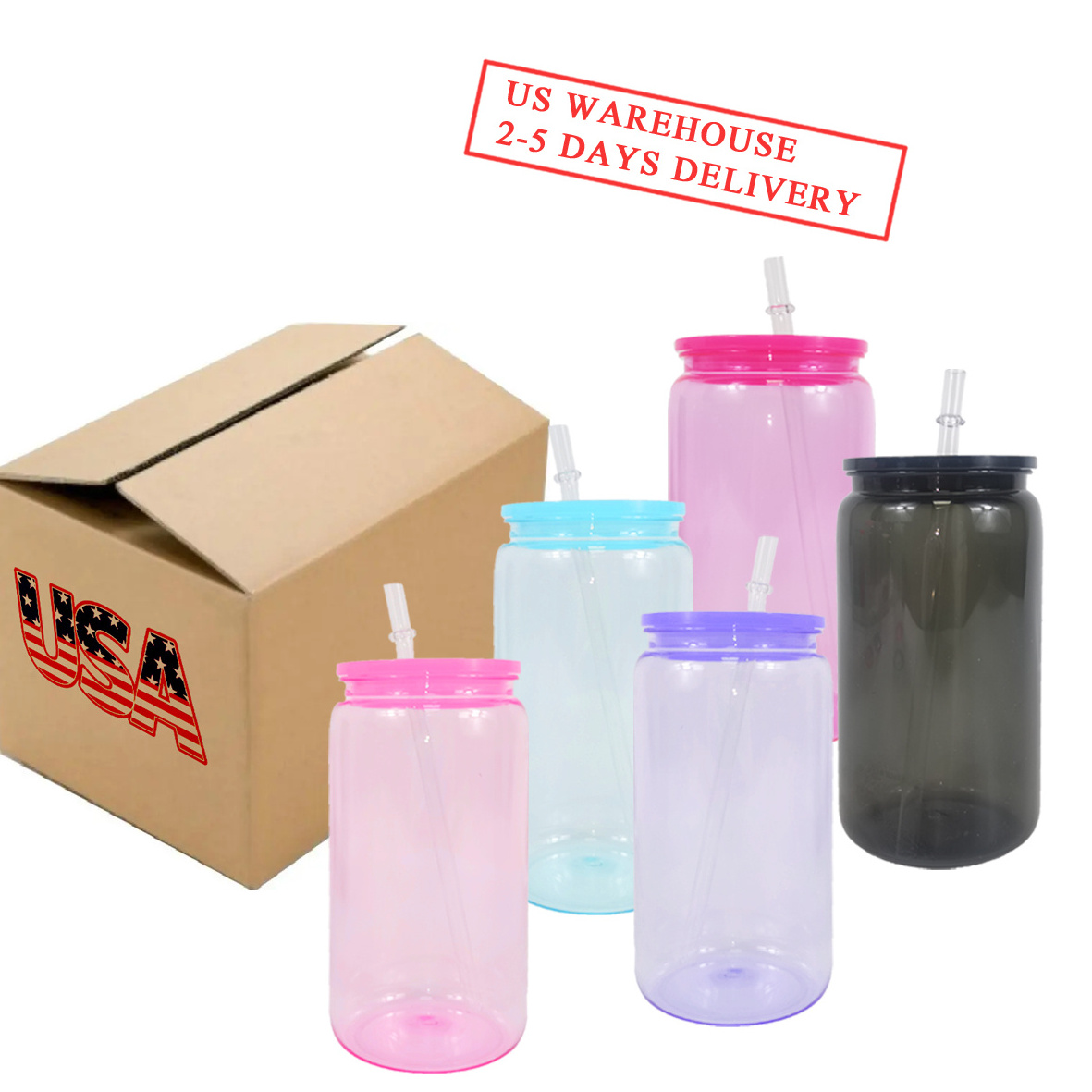 Usa Warehouse Unbreakable Bpa Free Clear Transparent Beer plastic Soda Can 16oz Plastic Acrylic Cups For Vinyl And Uv Dtf Wraps