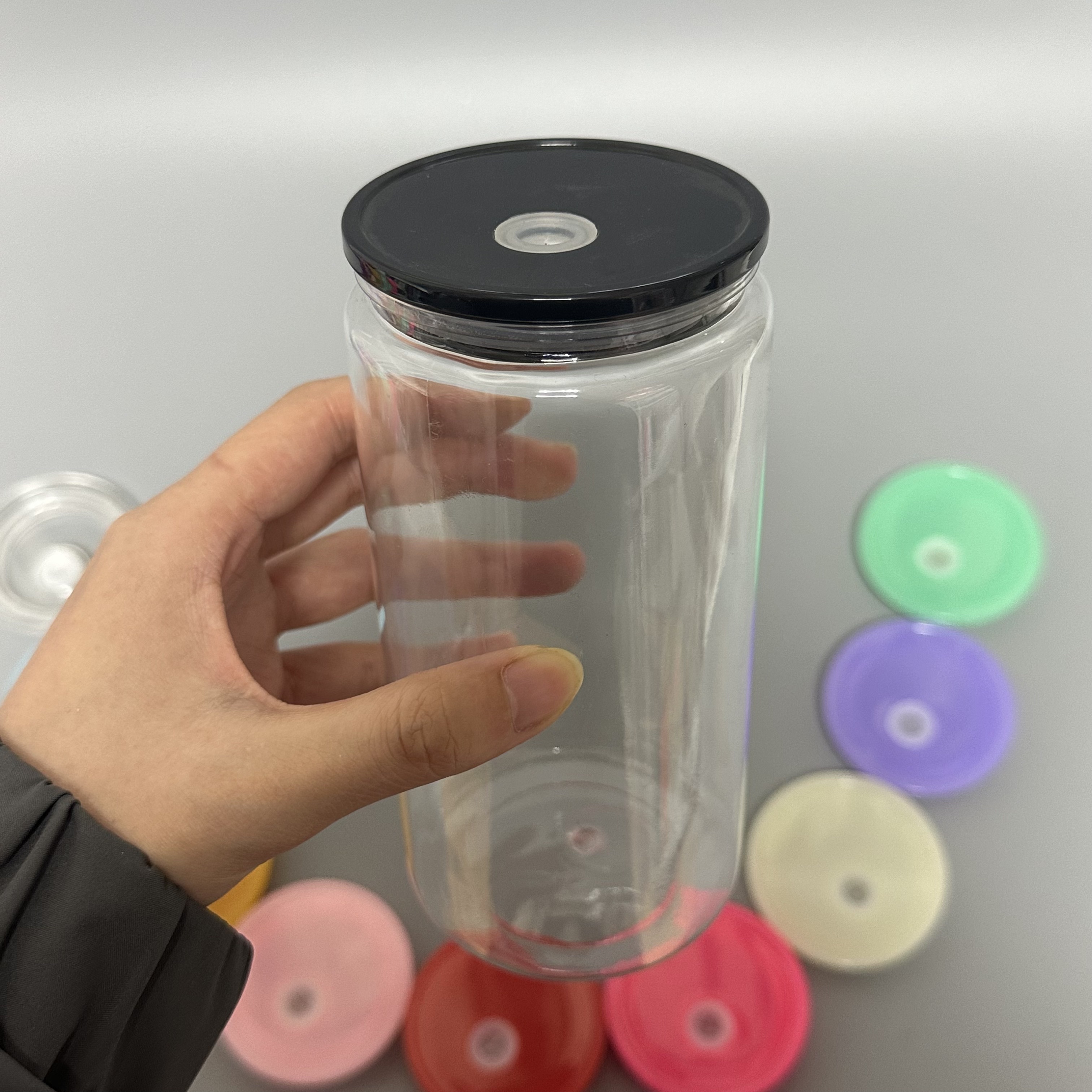 US warehouse Recyclable 16oz plastic acrylic beer soda can clear transparent cold and hot drinks beer coffee mug can cup for kid