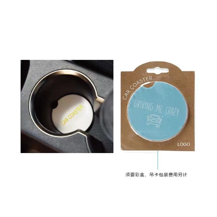 porcelain Christmas ornaments water cup ceramic sublimation blank car coaster for decoration