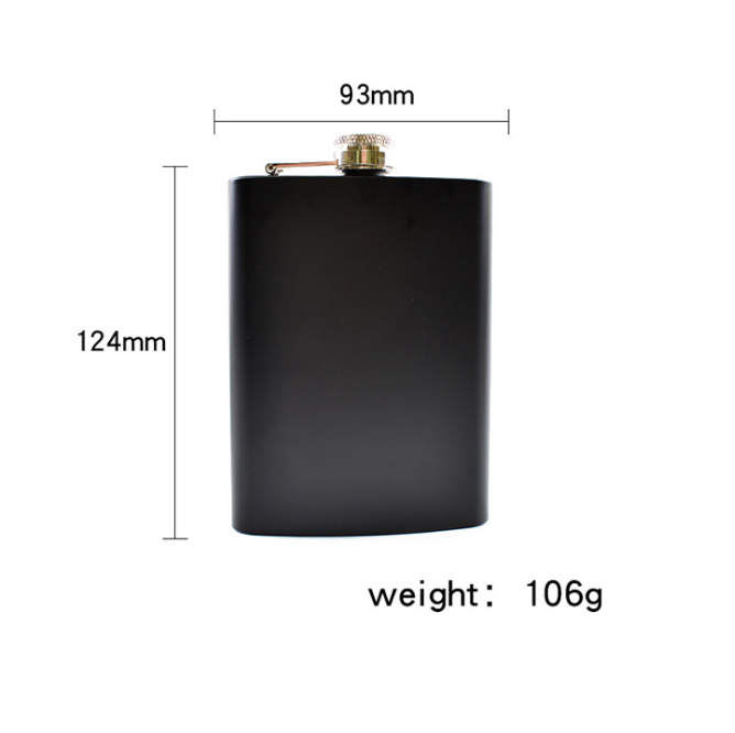 BPA-free leakproof 8oz Stainless Steel Alcohol Liquor Flagon Flask Camp Outdoor Drinkware Bottle Matte Black Hip Flasks