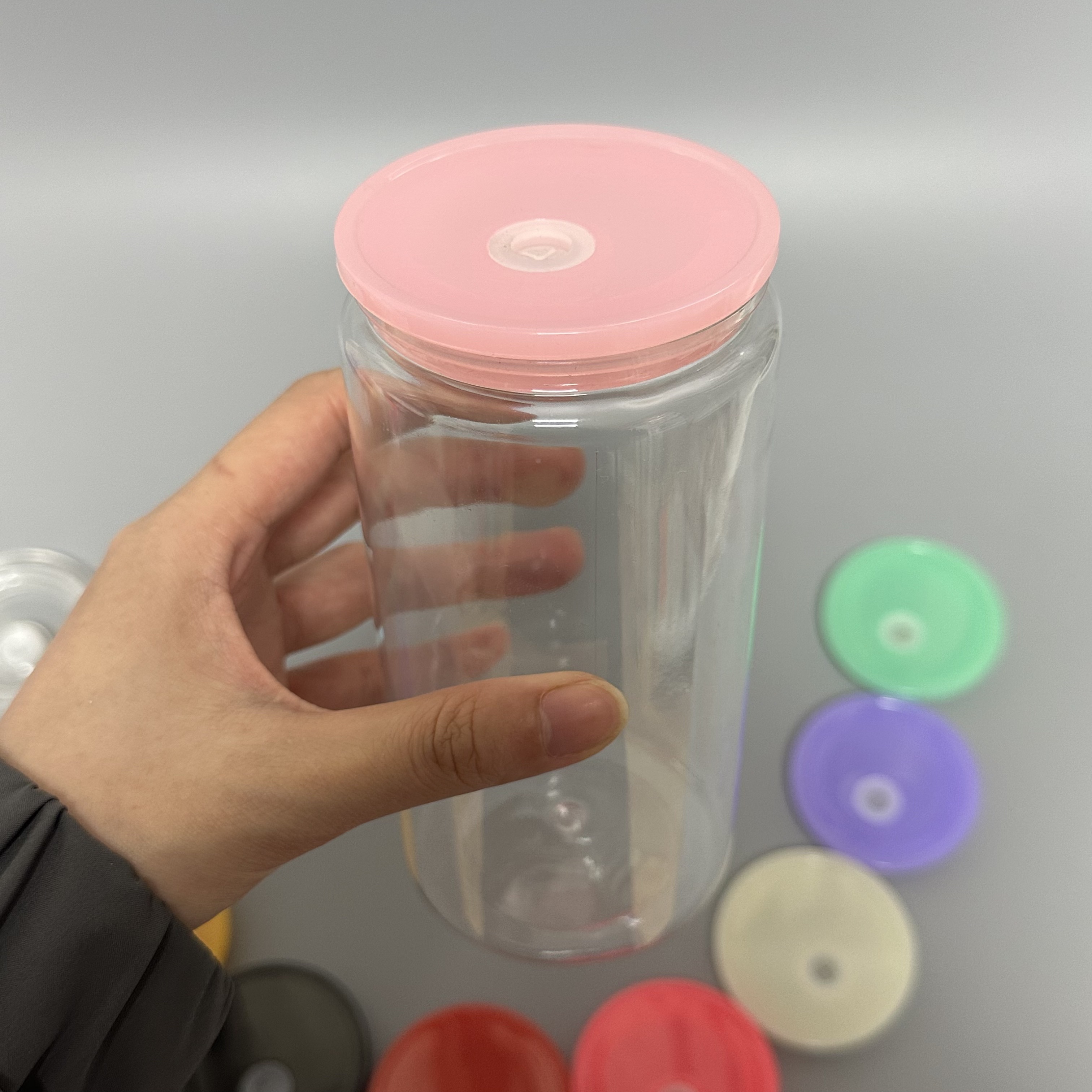 US warehouse Recyclable 16oz plastic acrylic beer soda can clear transparent cold and hot drinks beer coffee mug can cup for kid