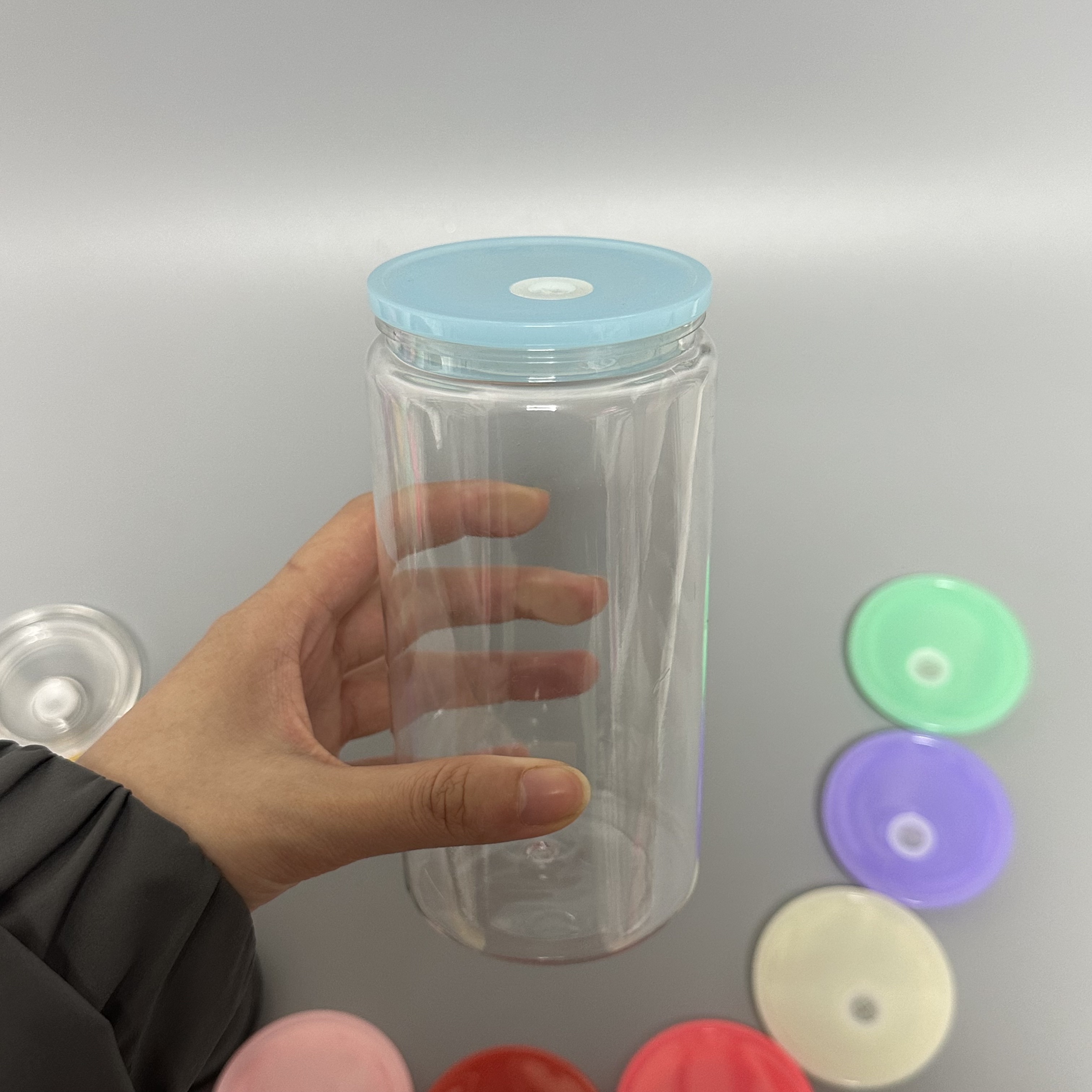 US warehouse Recyclable 16oz plastic acrylic beer soda can clear transparent cold and hot drinks beer coffee mug can cup for kid