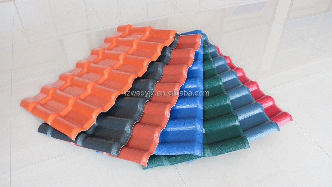 ASA PVC Spanish Roofs 4 Layers Plastic Glazed Tile Synthetic Resin Roof Tile Sheet 20 Years  Guarantee