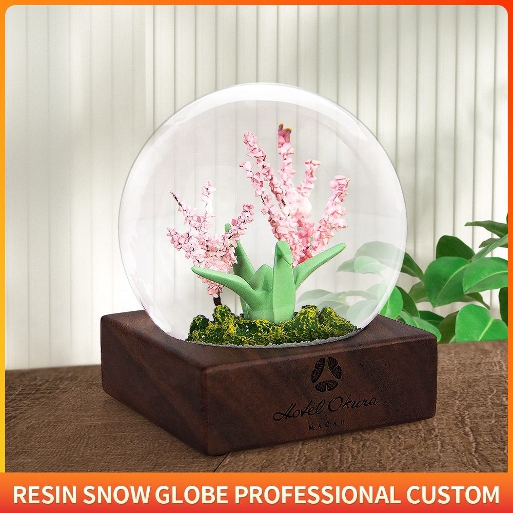 Custom Ornament Souvenir Gift Resin Snowflake Japan Sakura Thousand Paper Cranes Snowball/Water Globes/Custom Snow Globes