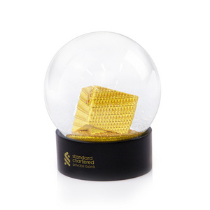 Gold Building Logo Floating Gold Powder Luxury Ornament Souvenir Kit Gift Resin Glitter Snowball/Custom Snow Globes/Snow Globe