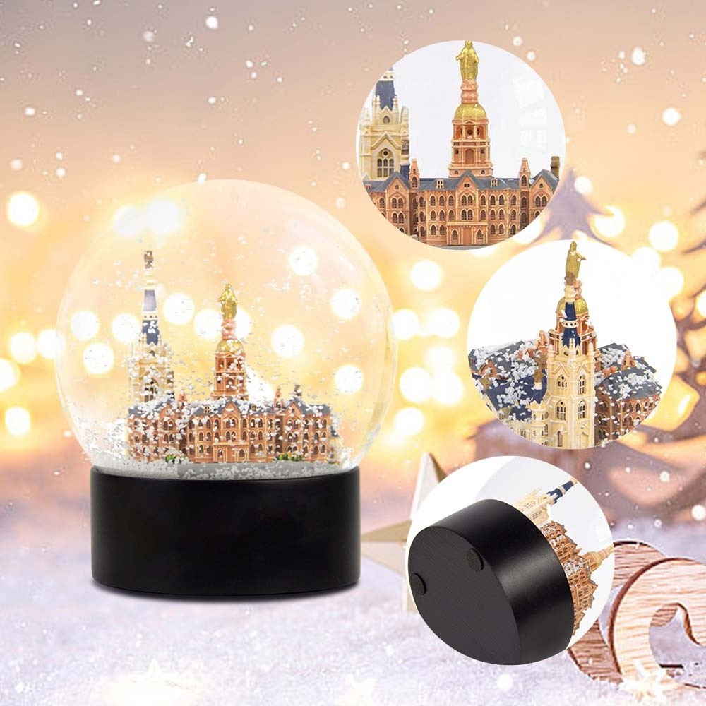 Custom 3D Design Building 100mm Gift Snowball Wedding Souvenirs Ornament Snow Ball Wedding Gift Custom Snow Globes/Snow Globes