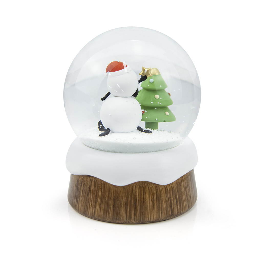 Custom 80 100 150mm 3d Design Souvenirs Gift Wooden Base Christmas Tree Snowman Snow Ball Custom Snow Globes/Snow Globe