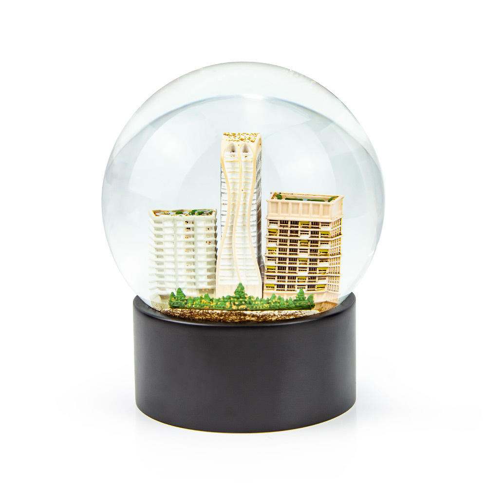 Custom 3D Design Building 100mm Snowball 20 Years Old Souvenirs Building Snow Ball Gift Custom Snow Globes/Snow Globes