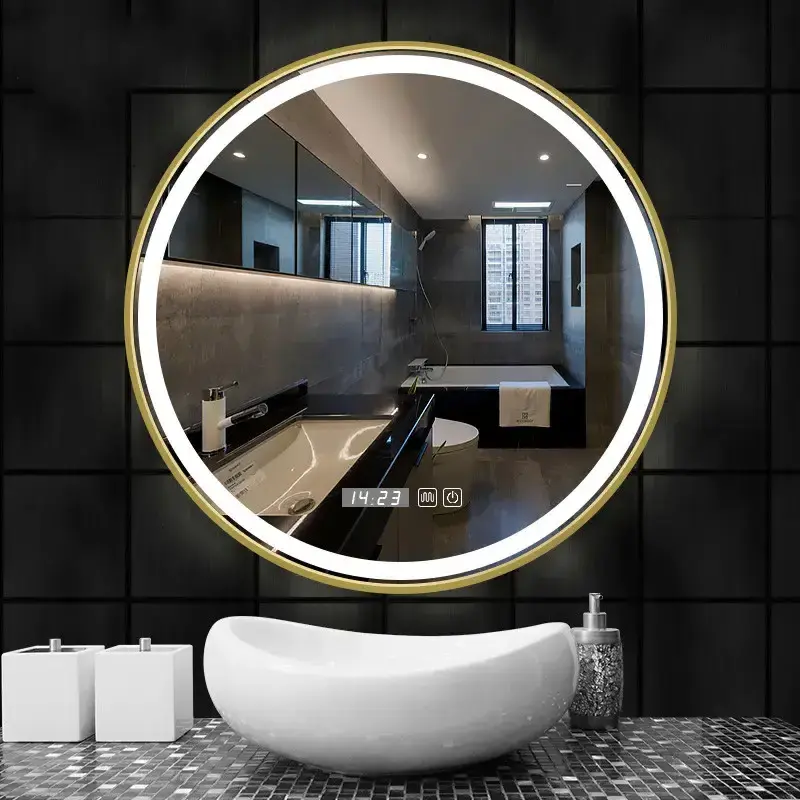 Factory custom rectangle round bluetooth smart touch led illuminated mirror backlit defogger LED bathroom mirror with light