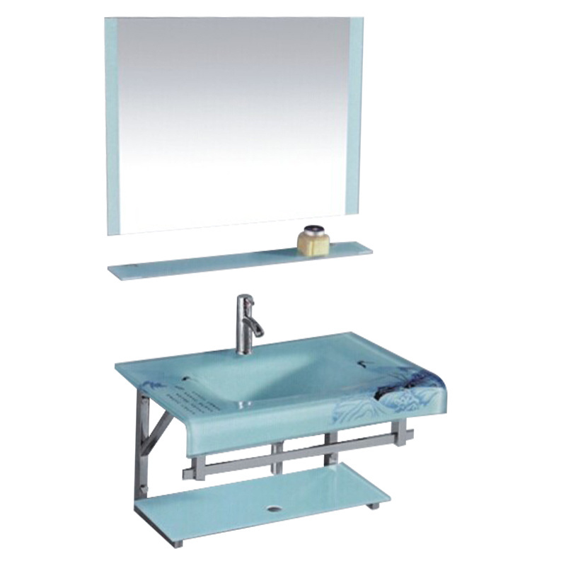 High Quality Frameless countertop basin glass washbasin cabinet bathroom glass basin