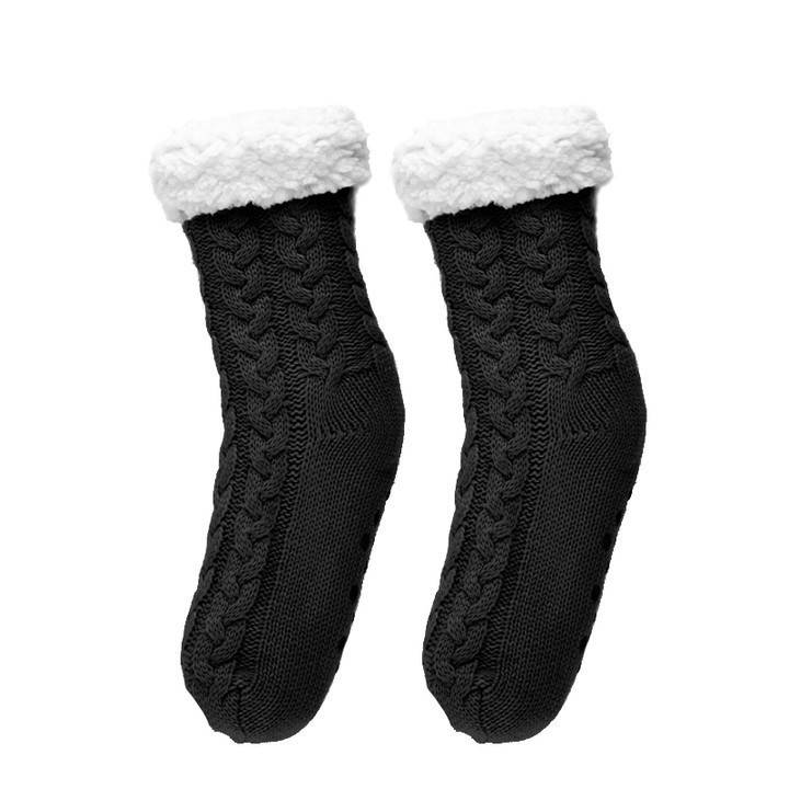 2022 Winter Warm Indoor Thermal Non Slip Fuzzy Women Plain Color Slipper Thicken Socks with Rubber Sole for Adults