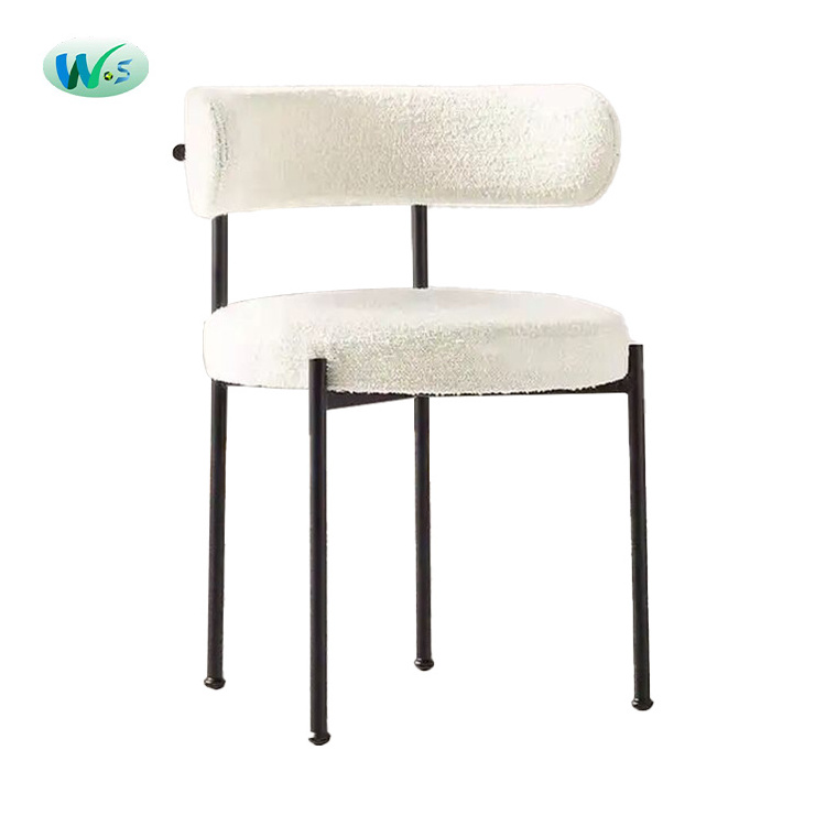 WS High density foam Comfortable Lounge chair Living Room Dining Chair with metal legs Velvet Sherpa living room chair