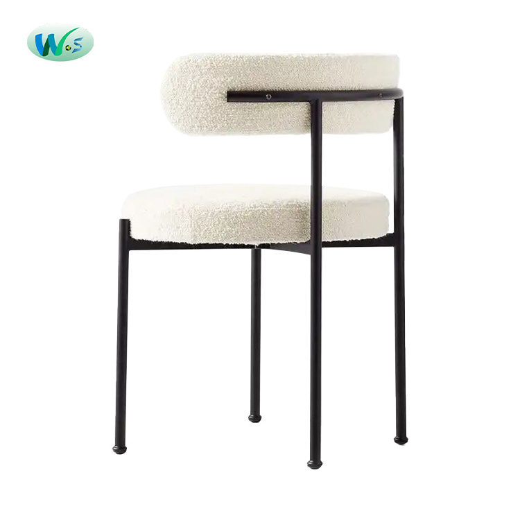 WS High density foam Comfortable Lounge chair Living Room Dining Chair with metal legs Velvet Sherpa living room chair