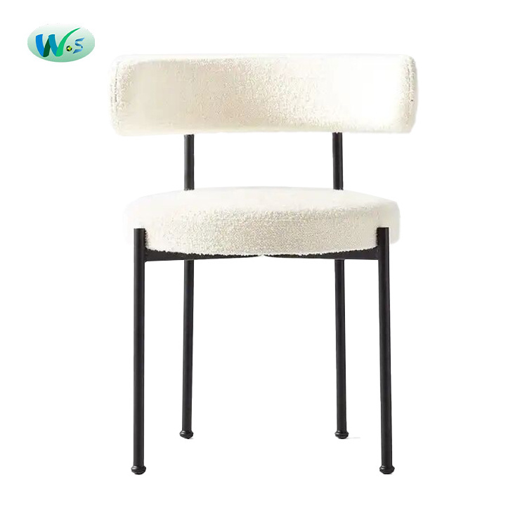 WS High density foam Comfortable Lounge chair Living Room Dining Chair with metal legs Velvet Sherpa living room chair