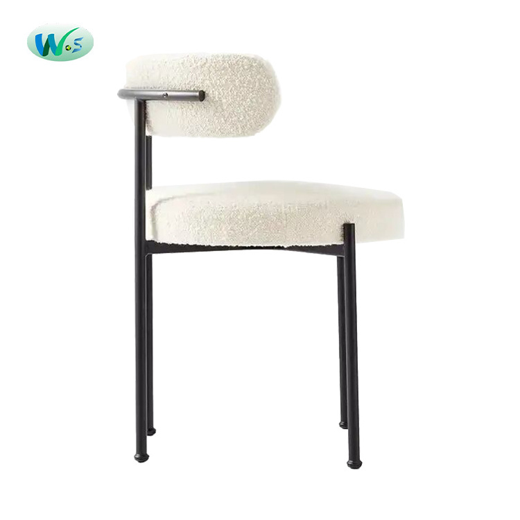 WS High density foam Comfortable Lounge chair Living Room Dining Chair with metal legs Velvet Sherpa living room chair