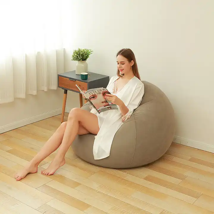 WS4006 Inflatable Sofa Chairs Fabric Lounger Seat Linen Cloth Bean Bag Pouf Puff Couch Tatami Living Room Beanbags Chairs