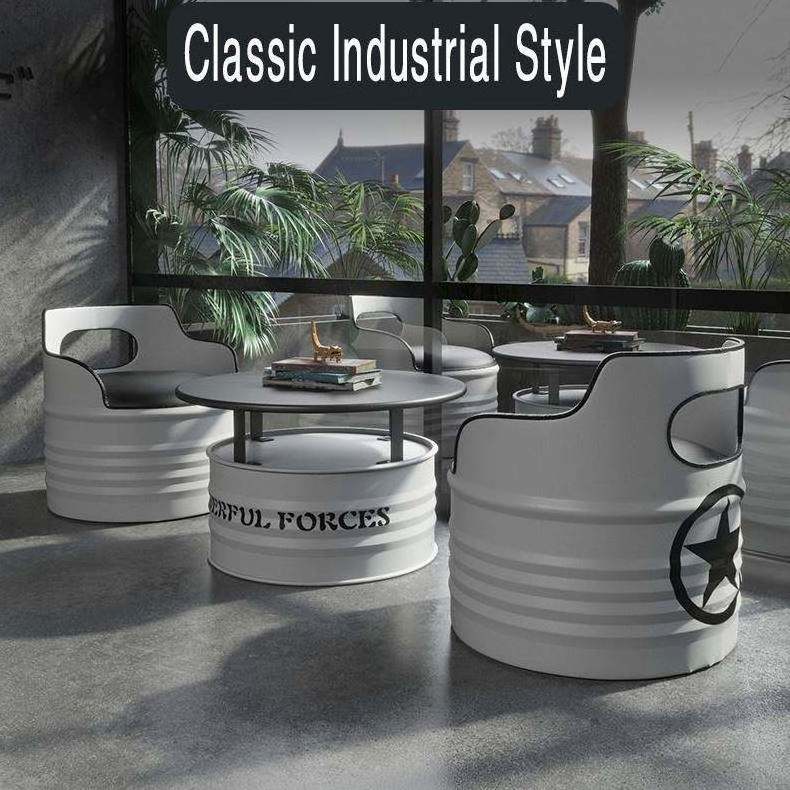 WSJ3150 Coffee Table#2 Antique Time Living Packing Fashion Creative Industrial Style Oil Round Street Corner out Cafe Bar Table