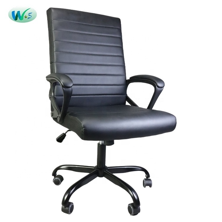 WS1837 Black horizontal stripe custom oem small package space saving support rts high back pu leather office chair