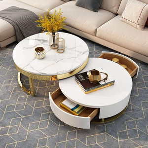 WSE6002 Nordic new design  metal gold center marble mirrored coffee table modern luxury farmhouse coffee table rustic