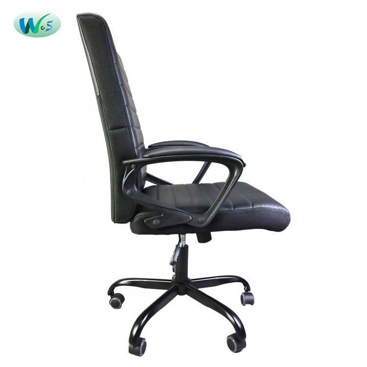 WS1837 Black horizontal stripe custom oem small package space saving support rts high back pu leather office chair