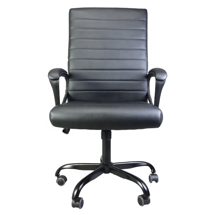 WS1837 Black horizontal stripe custom oem small package space saving support rts high back pu leather office chair