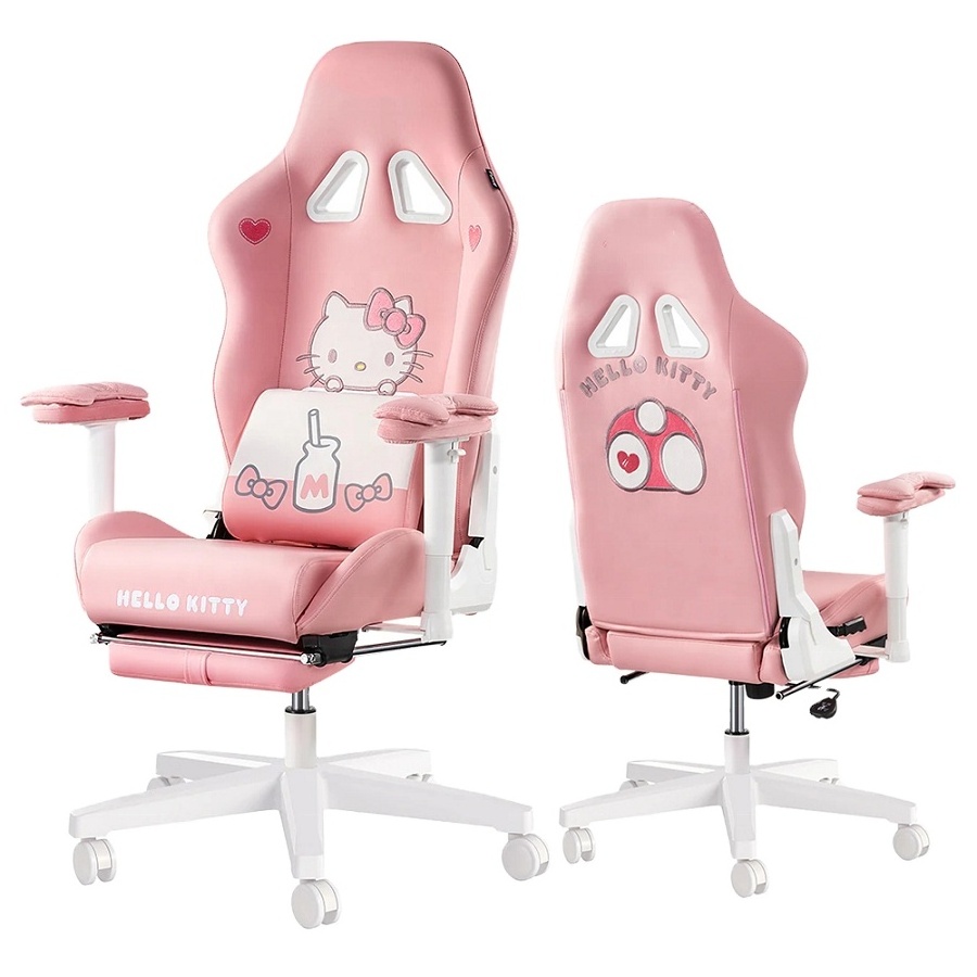 WSX0021Wholesale leisure high back ergonomic hellokitty gaming chair bow tie kitten cushion girls cute computer gamer chair