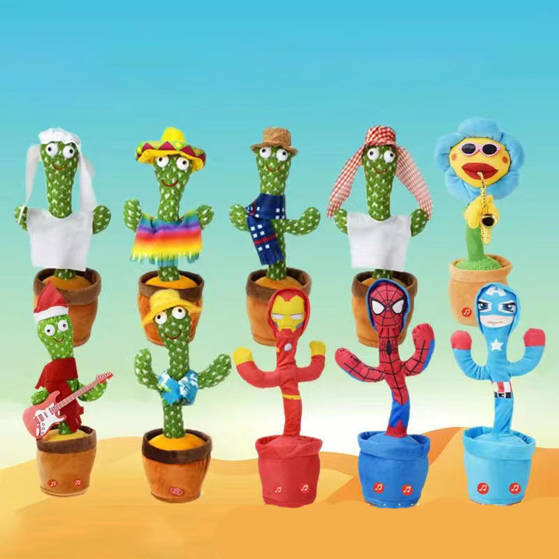 Wholesale Tiktok Cute Speaking Cactus Usb Toy Dancing Singing Talking Electronic Shake Plush Toys For Kids Baby And Adult