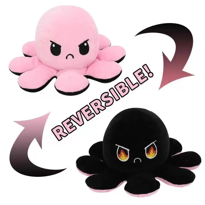 Hot Sale Flip Cat Plush Felpa Peluches Stuffed Toys Reversible Animal Double Side Reversibles Octupus Plush Toy