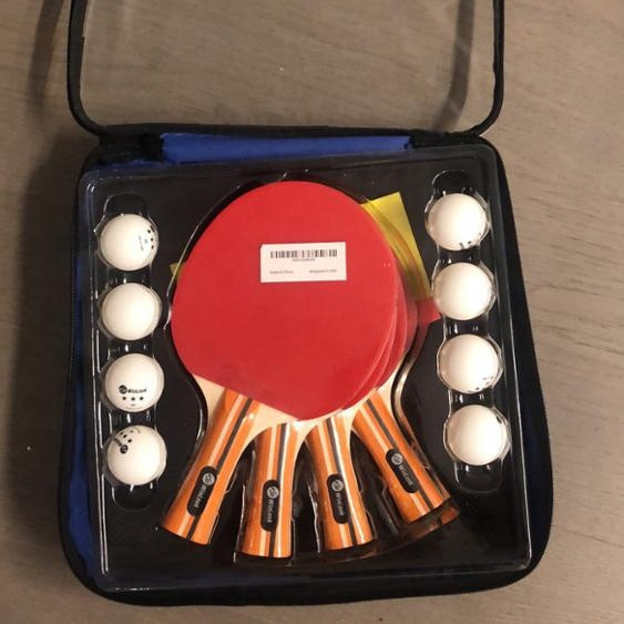 Customized Hot Sale 4 Players Professional Table Tennis Racket Ping Pong Paddle Set with 8 Balls