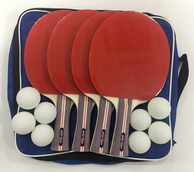 Customized Hot Sale 4 Players Professional Table Tennis Racket Ping Pong Paddle Set with 8 Balls